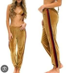 Aviator Nation Gold Velvet Sweatpants Small